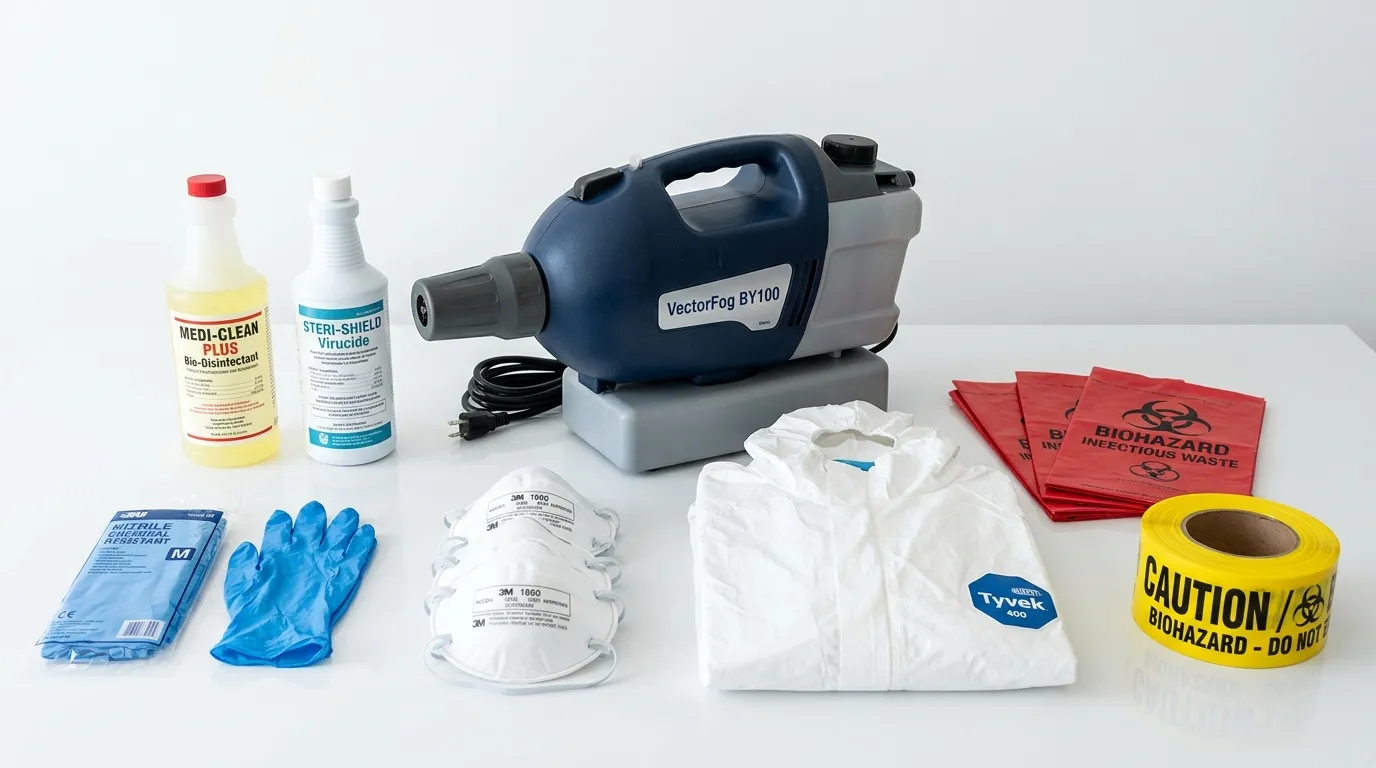 Professional biohazard remediation crew working in Sanford